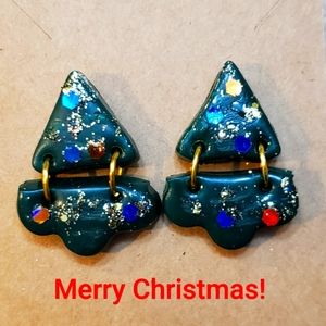 Handmade Christmas Tree Earrings